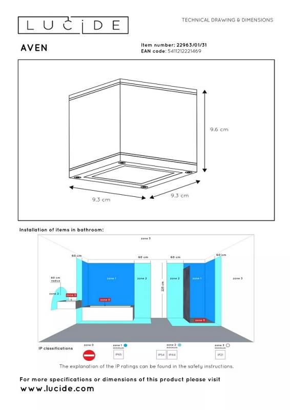 Lucide AVEN Badezimmer Deckenstrahler GU10 IP65 Weiß