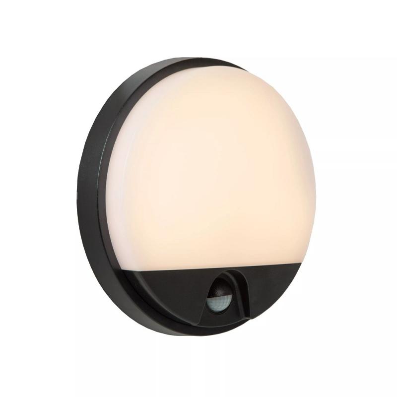 Lucide HUPS IR – LED Außenwandleuchte Ø21 cm 1x10W 3000K IP54 Schwarz mit Bewegungssensor