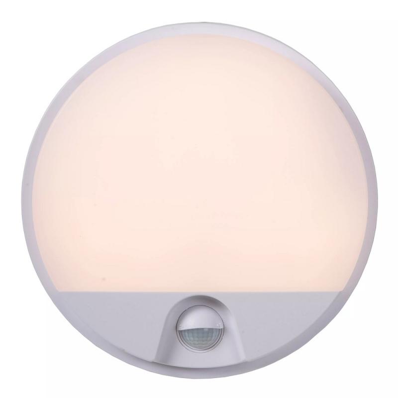 Lucide HUPS IR – LED Außenwandleuchte Ø21 cm 1x10W 3000K IP54 Weiß mit Bewegungssensor