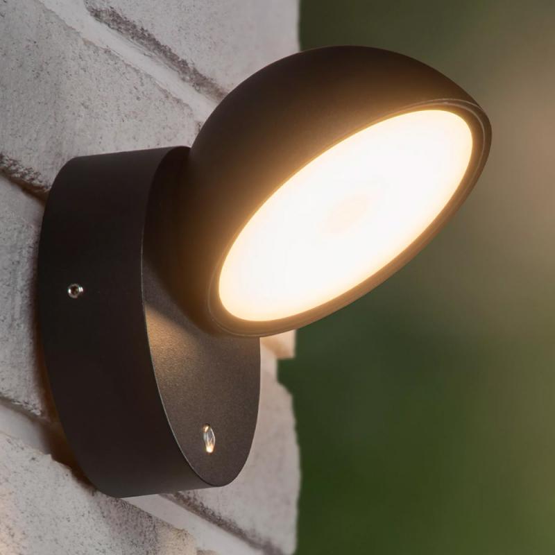 Lucide FINN Wandleuchte Innen/Außen LED 12W 3000K IP54 Schwarz mit Tag/Nacht-Sensor