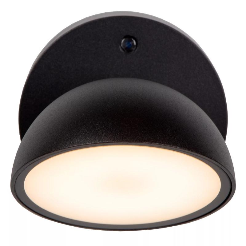 Lucide FINN Wandleuchte Innen/Außen LED 12W 3000K IP54 Schwarz mit Tag/Nacht-Sensor