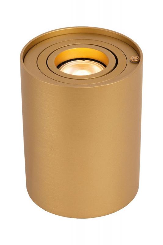 Lucide TUBE Tischleuchte Ø9,6cm LED 5W 2700K GU10 Messing matt 3-StepDim