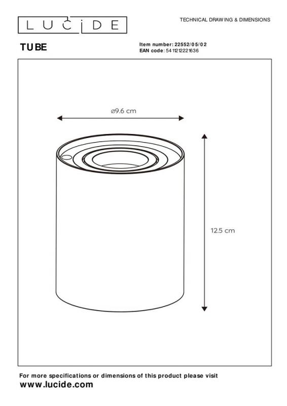 Lucide TUBE Tischleuchte Ø9,6cm LED 5W 2700K GU10 Messing matt 3-StepDim