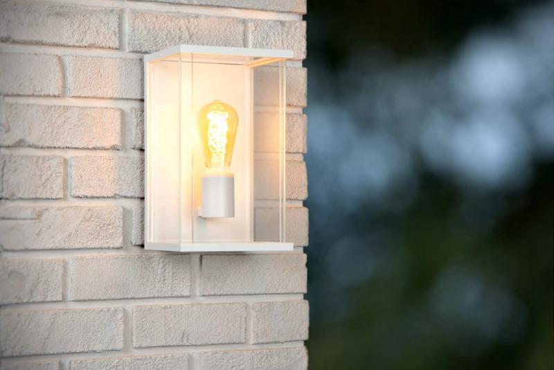 Lucide CLAIRE Wandleuchte IP54 Weiß – 1x E27 Außenwandleuchte im Landhausstil