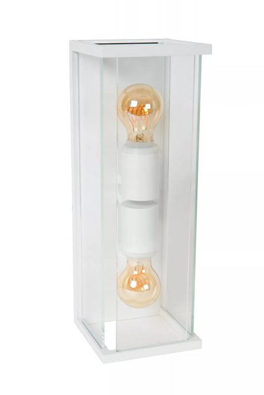 Lucide CLAIRE Wandleuchte Innen/Außen Weiß E27 2x IP54 Glas Metall dimmbar