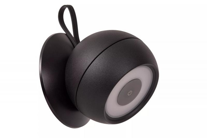 Lucide LUNEX - wiederaufladbare Wandleuchte Innen/Außen - Akku/Batterie - LED Dim. - 1x2W 3000K - IP54 - Magnetisch - Schwarz