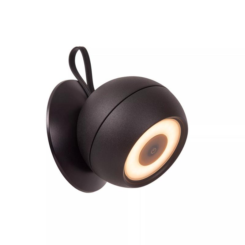 Lucide LUNEX - wiederaufladbare Wandleuchte Innen/Außen - Akku/Batterie - LED Dim. - 1x2W 3000K - IP54 - Magnetisch - Schwarz