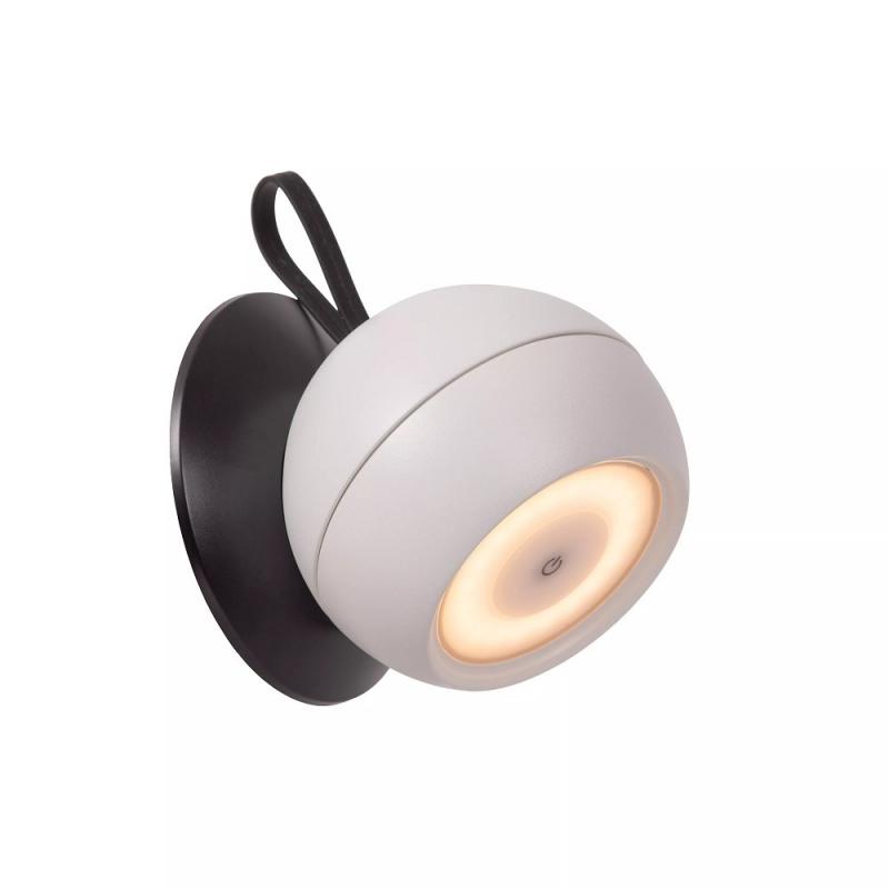 Lucide LUNEX - wiederaufladbare Wandleuchte Innen/Außen - Akku/Batterie - LED Dim. - 1x2W 3000K - IP54 - Magnetisch - Weiß