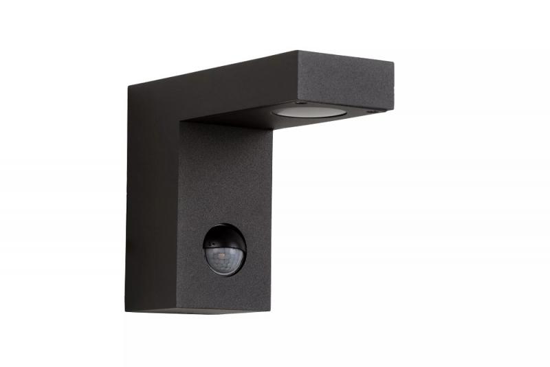 Lucide TEXAS-IR – Wandstrahler / Wandleuchte Innen & Außen – LED 7W 3000K – IP54 – Bewegung & Tag/Nacht-Sensor (abschaltbar) – Anthrazit