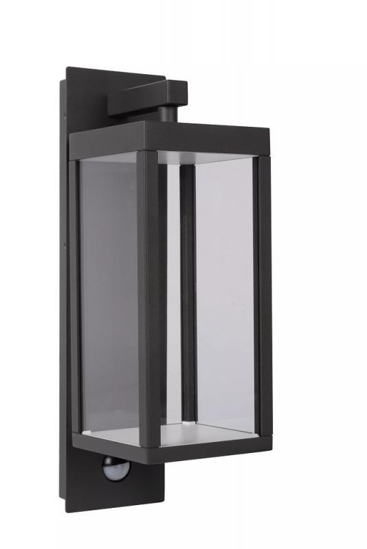 Lucide CLAIRETTE - Wandleuchte Innen/Außen - LED - 1x13W 3000K - IP54 - Bewegung und Tag/Nacht-Sensor - Anthrazit