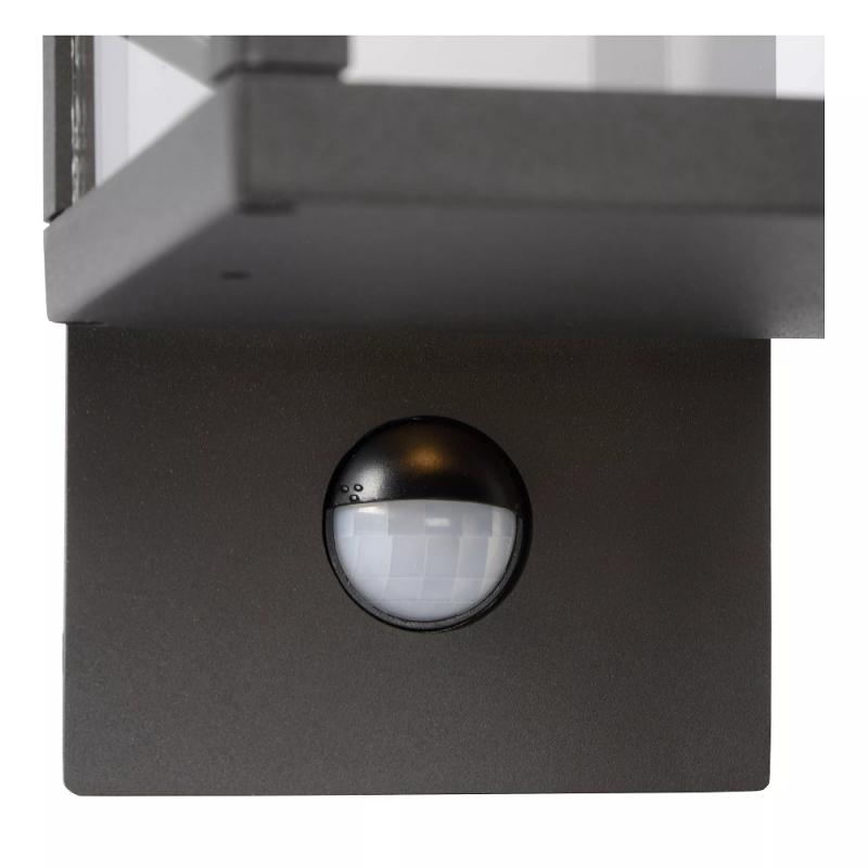 Lucide CLAIRETTE - Wandleuchte Innen/Außen - LED - 1x13W 3000K - IP54 - Bewegung und Tag/Nacht-Sensor - Anthrazit