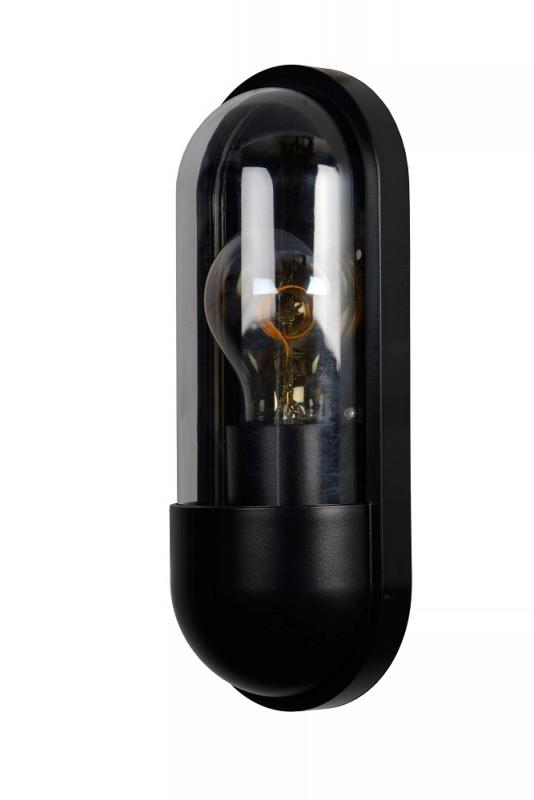Lucide CAPSULE - Wandleuchte Innen/Außen - 1xE27 - IP54 - Schwarz