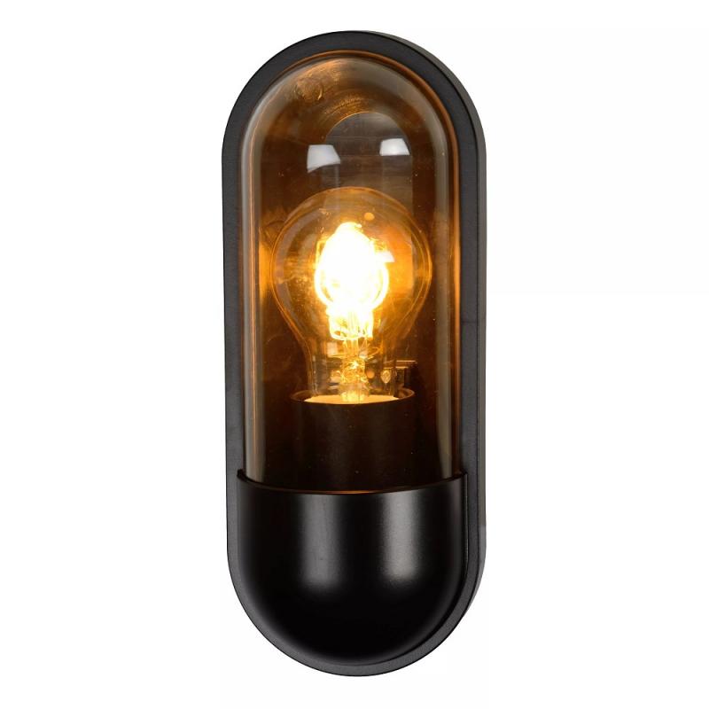 Lucide CAPSULE - Wandleuchte Innen/Außen - 1xE27 - IP54 - Schwarz