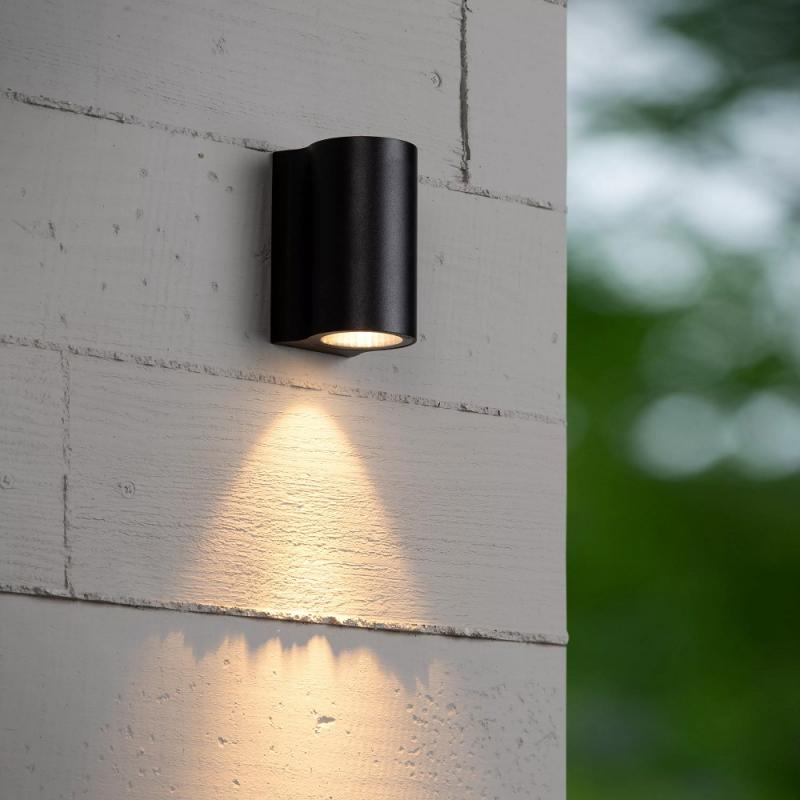 Lucide AKRA Wandleuchte Außen Schwarz LED IP54 Downlight 2700K