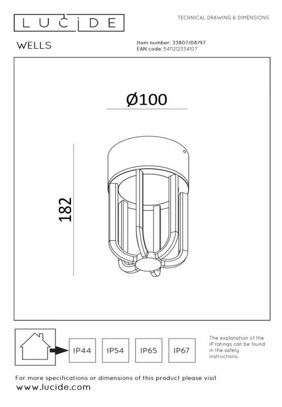 Lucide WELLS LED Außen-Deckenleuchte Ø10 cm IP54 Rostfarben