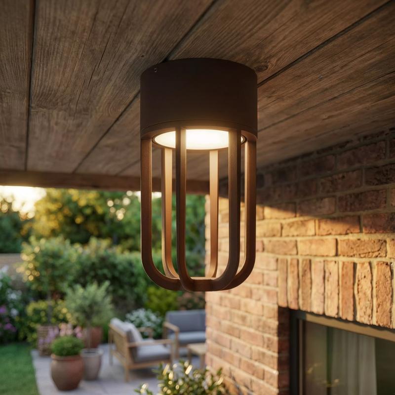 Lucide WELLS LED Außen-Deckenleuchte Ø10 cm IP54 Rostfarben