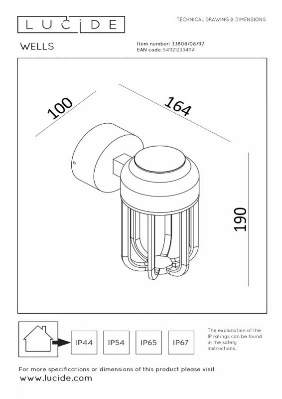 Lucide WELLS – Außenwandleuchte LED 1x8W 2700K IP54 Rostfarben