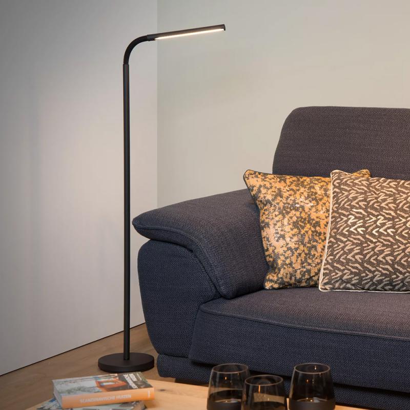 Lucide Stehlampe GILLY – LED Leselampe mit flexiblem Arm Schwarz