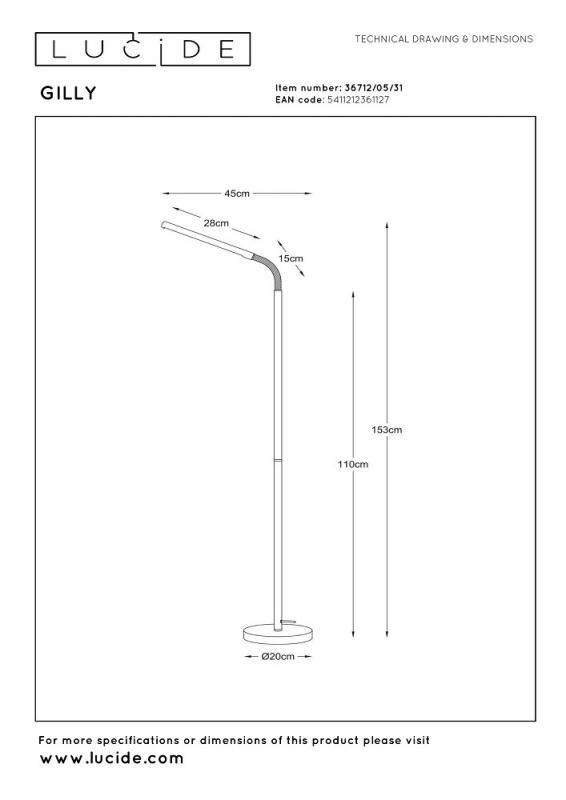 Lucide Stehlampe GILLY – LED Leselampe mit flexiblem Arm Weiß