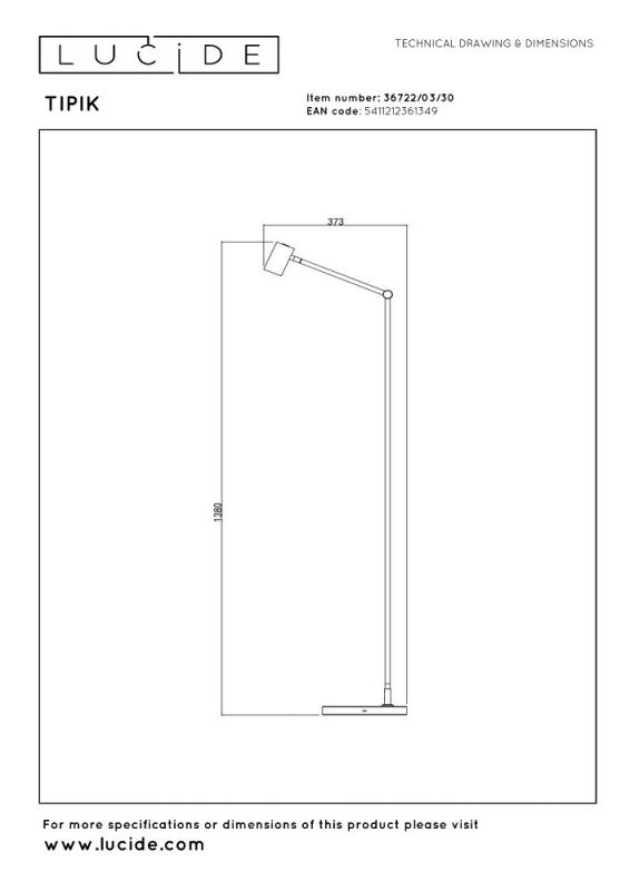 Lucide TIPIK Akku Stehlampe LED 3W 2700K Schwarz 3-StepDim dimmbar