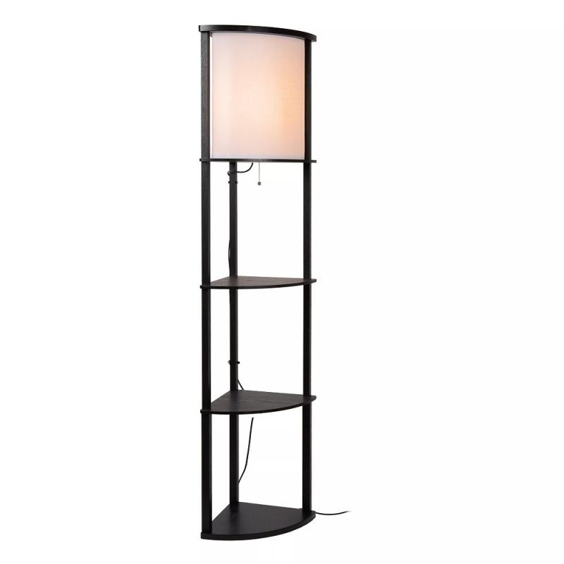 Lucide Stehlampe MENNO – Regal-Stehleuchte im Japandi-Stil mit Zugschalter Schwarz