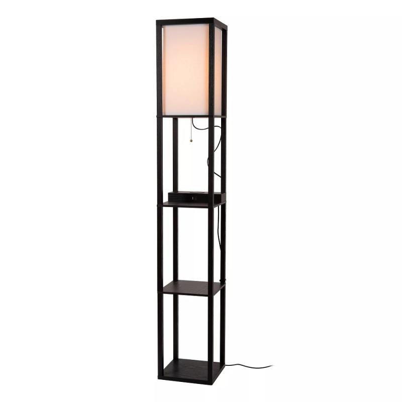 Lucide Stehlampe MENNO – Regal-Stehleuchte mit kabellosem Ladegerät Schwarz