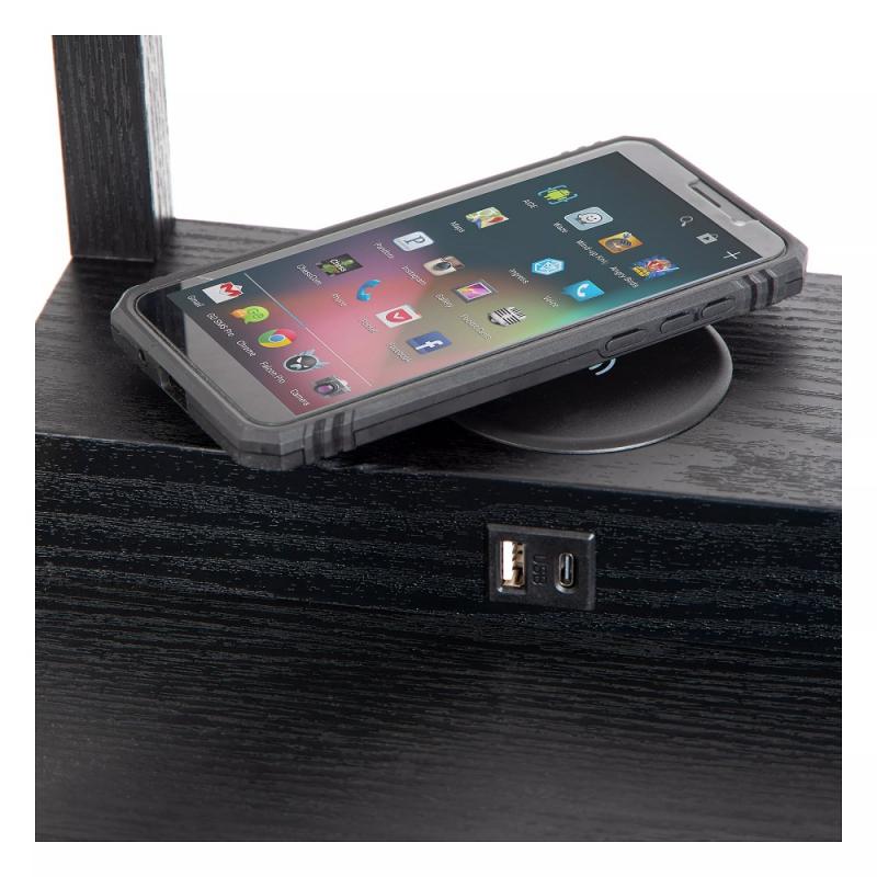 Lucide Stehlampe MENNO – Regal-Stehleuchte mit kabellosem Ladegerät Schwarz