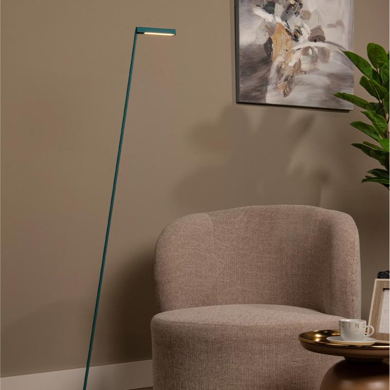 Lucide Stehlampe LAVALE – LED Leselampe mit Touchdimmer Türkis