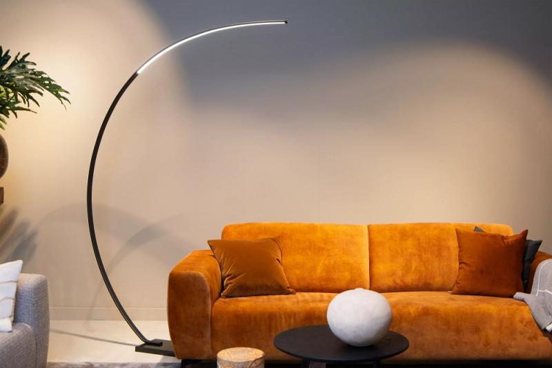 Lucide CURVE Bogenlampe LED 15W 2700K Schwarz dimmbar mit Marmorfuß