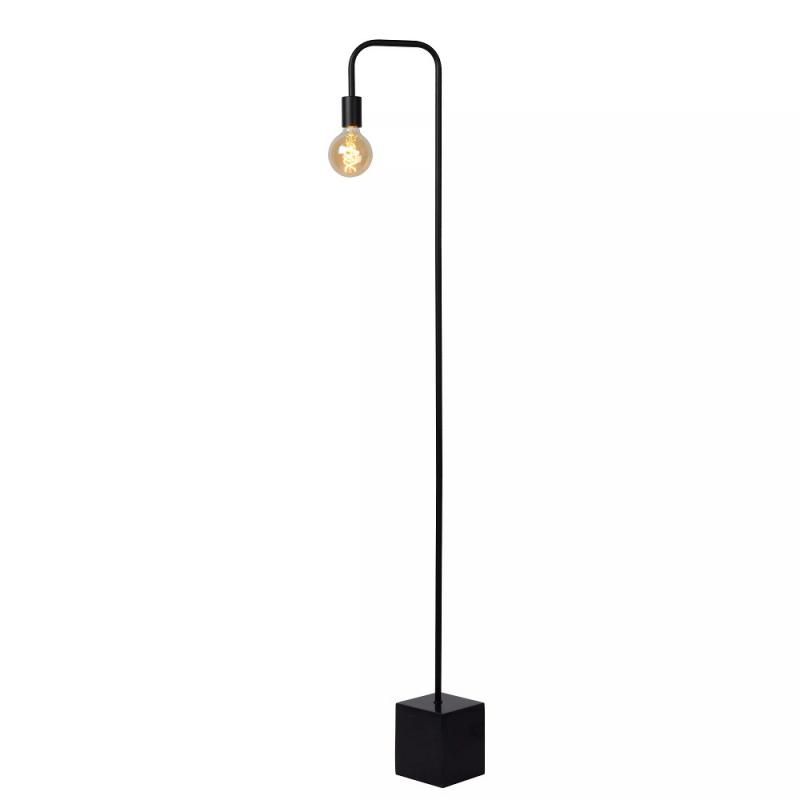 Lucide Stehlampe LORIN – Vintage Stehleuchte mit Marmorfuß Schwarz