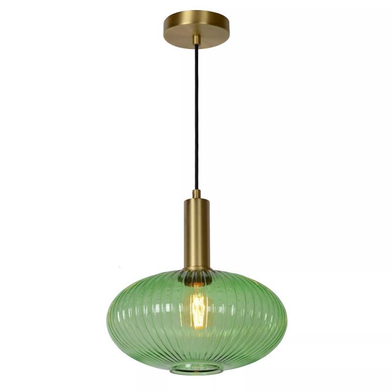 Lucide MALOTO Pendelleuchte Ø30 cm Amber Glas E27 dimmbar Retro