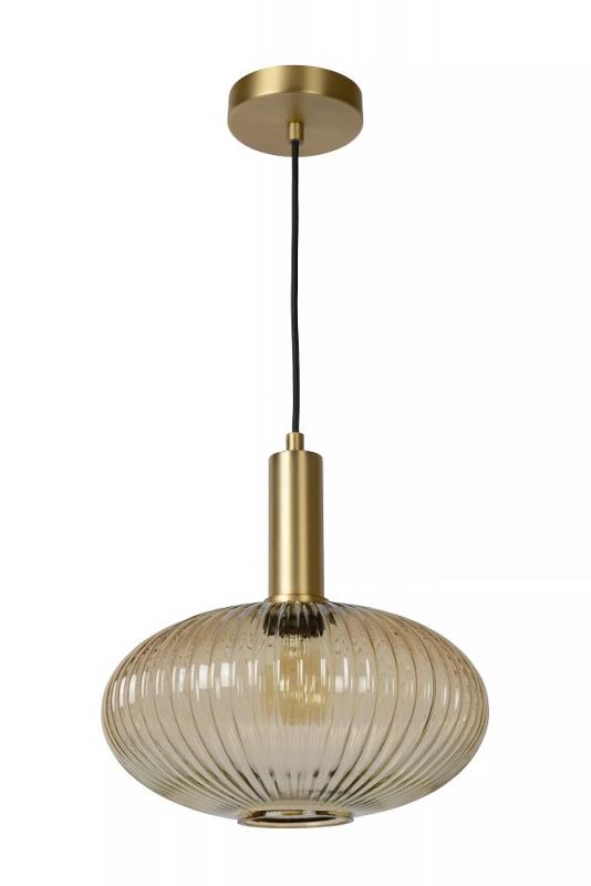 Lucide MALOTO Pendelleuchte Ø30 cm Amber Glas E27 dimmbar Retro