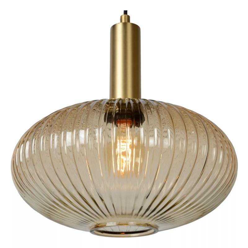 Lucide MALOTO Pendelleuchte Ø30 cm Amber Glas E27 dimmbar Retro