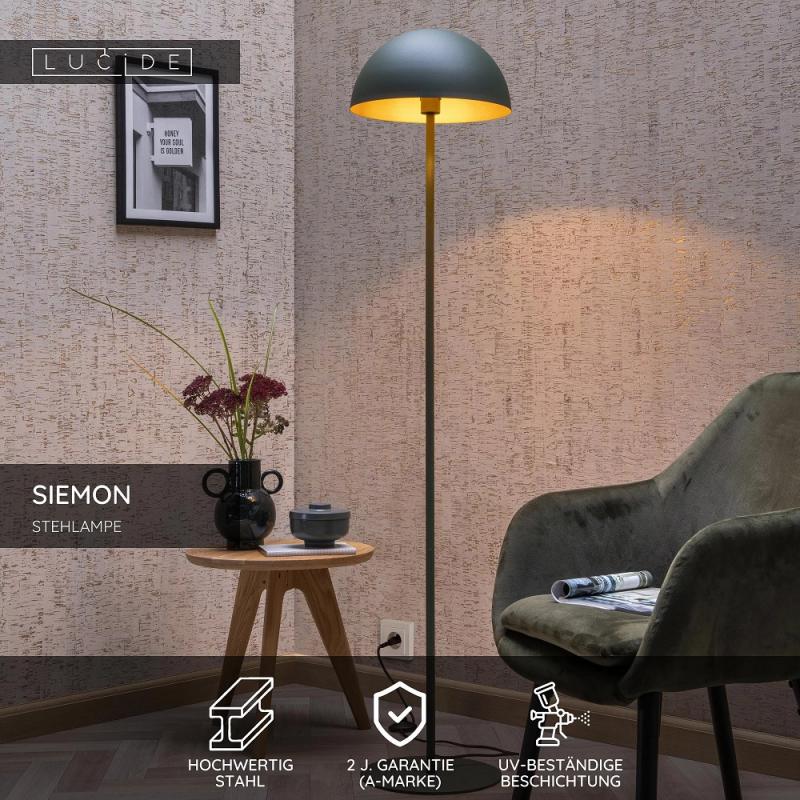 Lucide SIEMON Stehlampe Ø35cm E27 Grün Retro Design