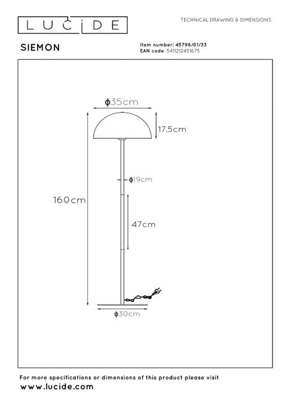 Lucide SIEMON Stehlampe Ø35cm E27 Grün Retro Design