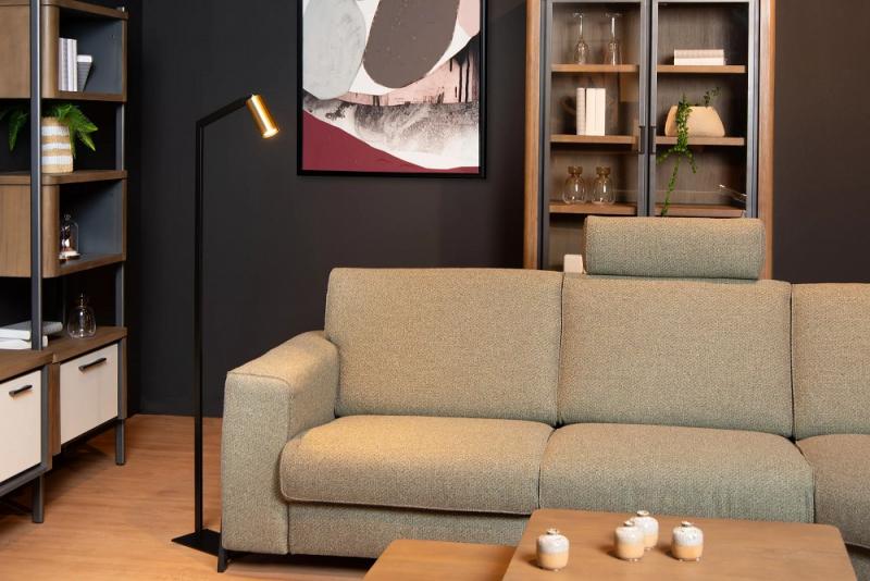 Lucide Stehlampe SYBIL – Stehleuchte mit Leselampe & Messingakzent Schwarz