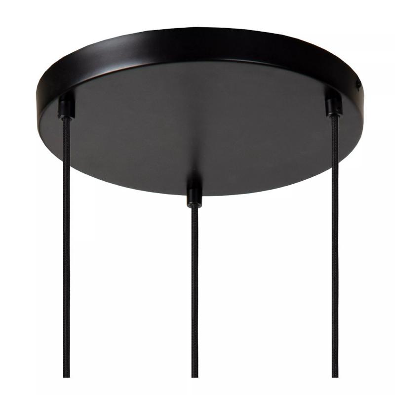 Lucide MARIUS Pendelleuchte Ø48,5cm 3xE27 Schwarz Rauchglas höhenverstellbar