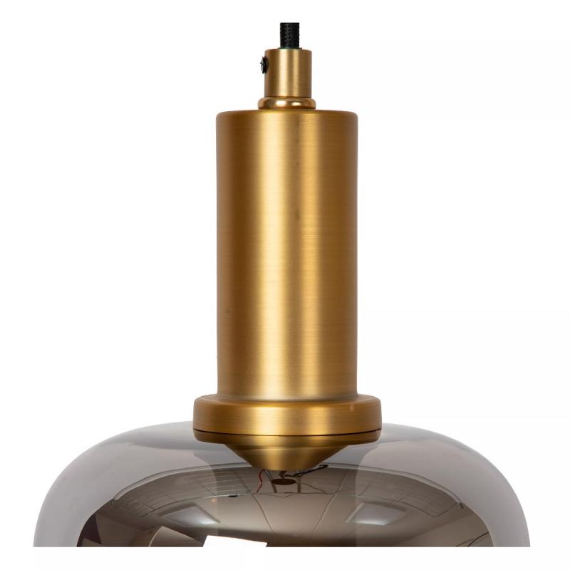 Lucide JOANET Pendelleuchte Ø16 cm E27 Rauchglas Grau Messing