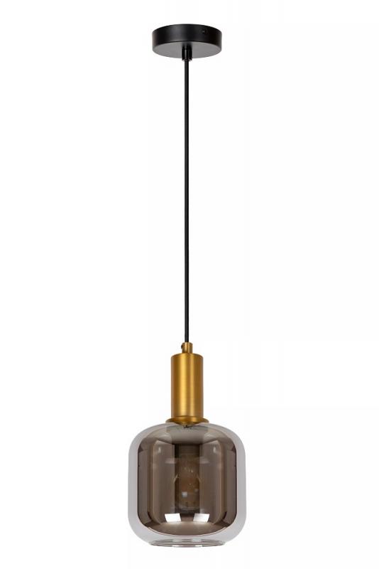 Lucide JOANET Pendelleuchte Ø16 cm E27 Rauchglas Grau Messing