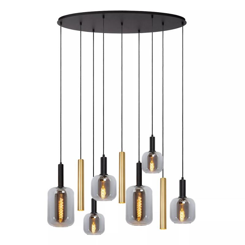 Lucide JOANET Pendelleuchte 6xE27 Messing modern Glas dimmbar