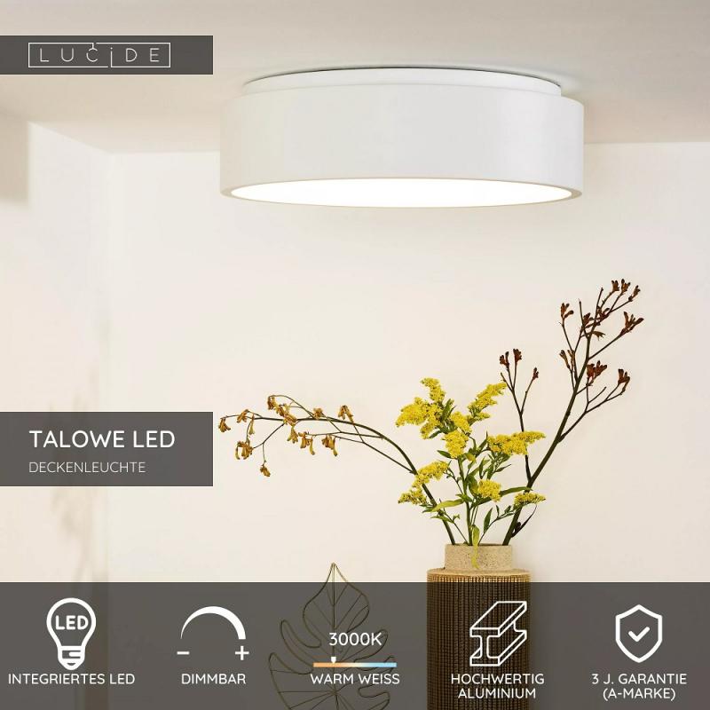 Lucide TALOWE LED Deckenleuchte Ø45,5cm 30W 3000K Weiß dimmbar