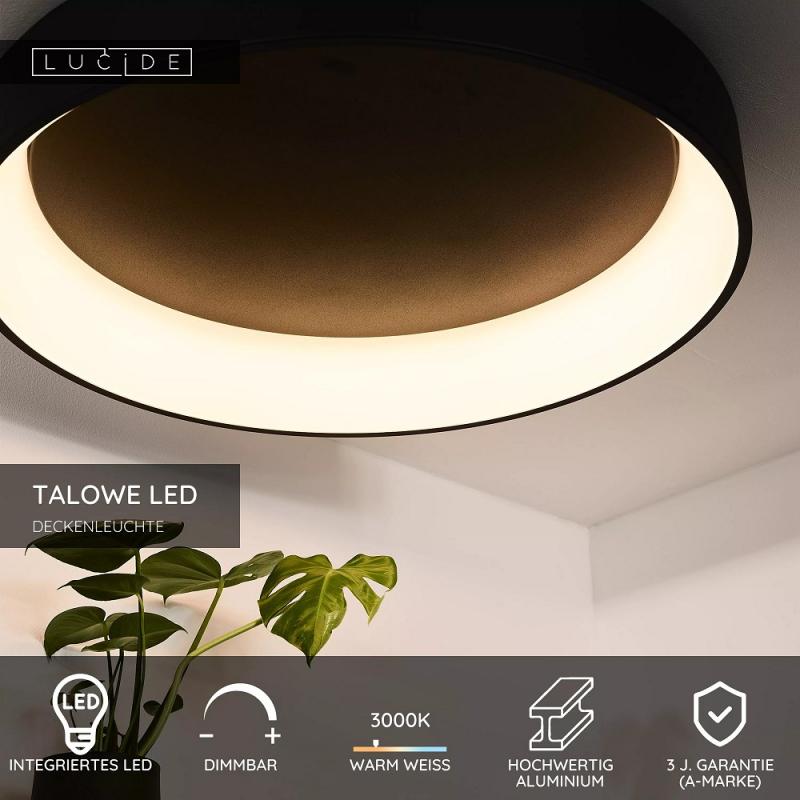 Lucide TALOWE LED Deckenleuchte Ø80 cm 80W 3000K dimmbar Schwarz