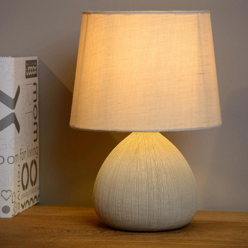 Lucide RAMZI Tischleuchte Ø18cm 1xE14 Beige Keramik Japandi