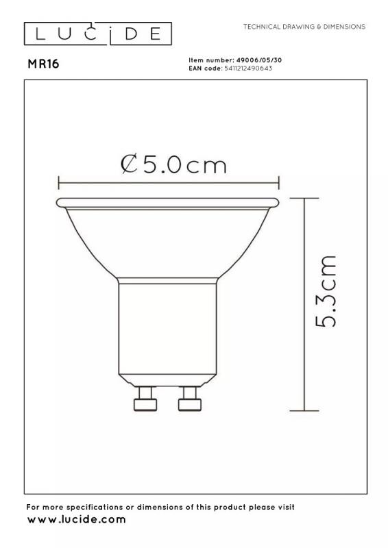 Lucide MR16 LED Lampe GU10 5W 3000K dimmbar Schwarz