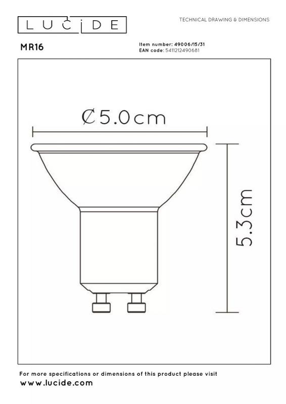  Lucide MR16 - Led Lampe - Ø 5 cm - LED Dim. - GU10 - 3x5W 3000K - Weiß - Set von 3