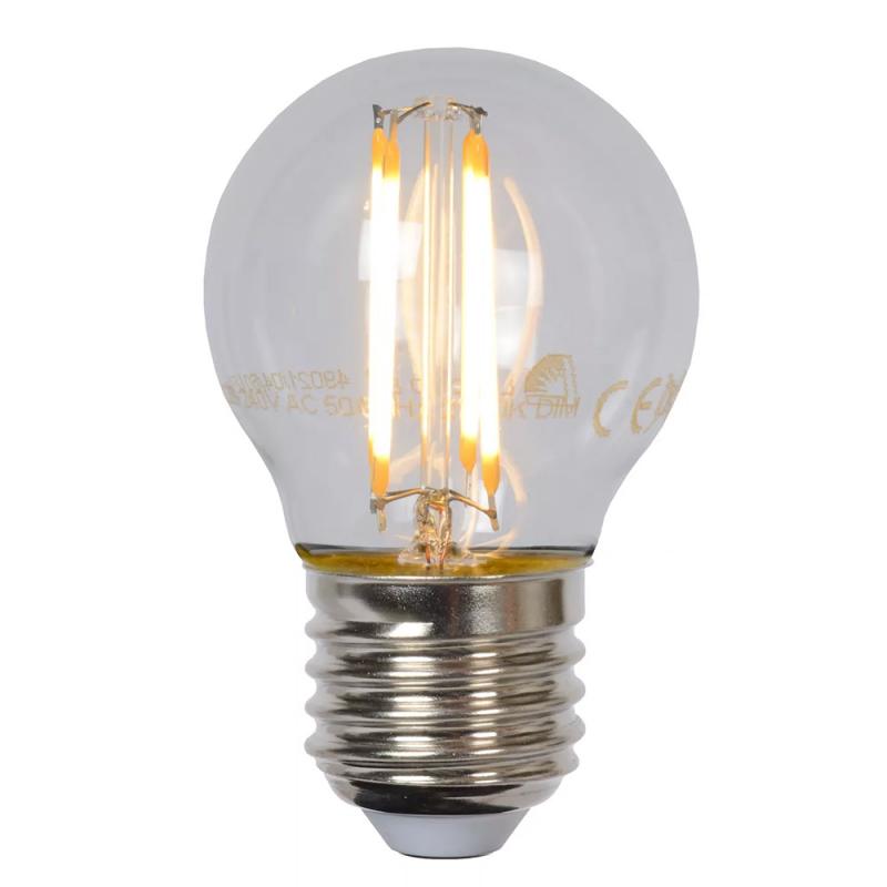 Lucide G45 LED Glühfadenlampe E27 Ø4,5 cm 4W 2700K dimmbar Transparent