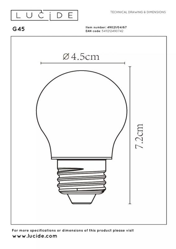 Lucide G45 LED Glühfadenlampe E27 Ø4,5 cm 4W 2700K dimmbar Matt
