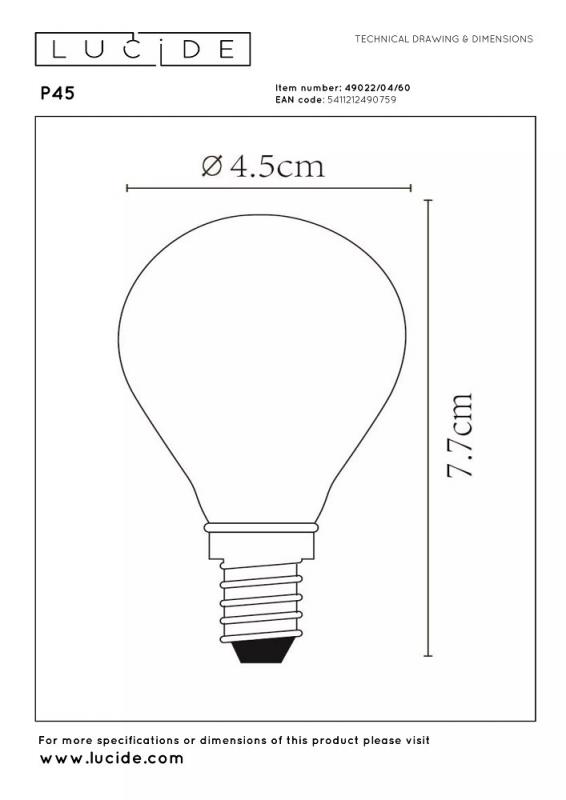 Lucide P45 LED Glühfadenlampe Ø4,5 cm E14 4W 2700K dimmbar Transparent