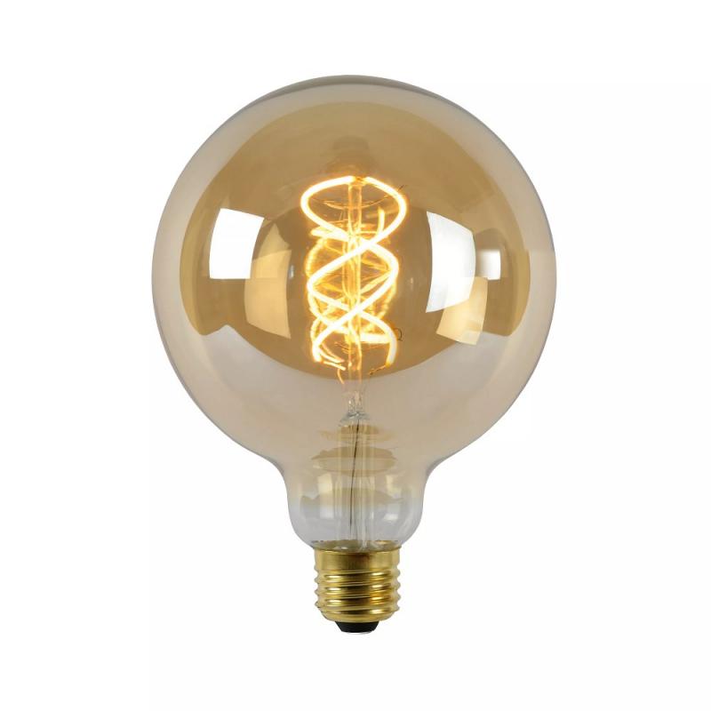 Lucide G125 LED Glühfadenlampe Ø12,5cm E27 4,9W 2200K Amber dimmbar