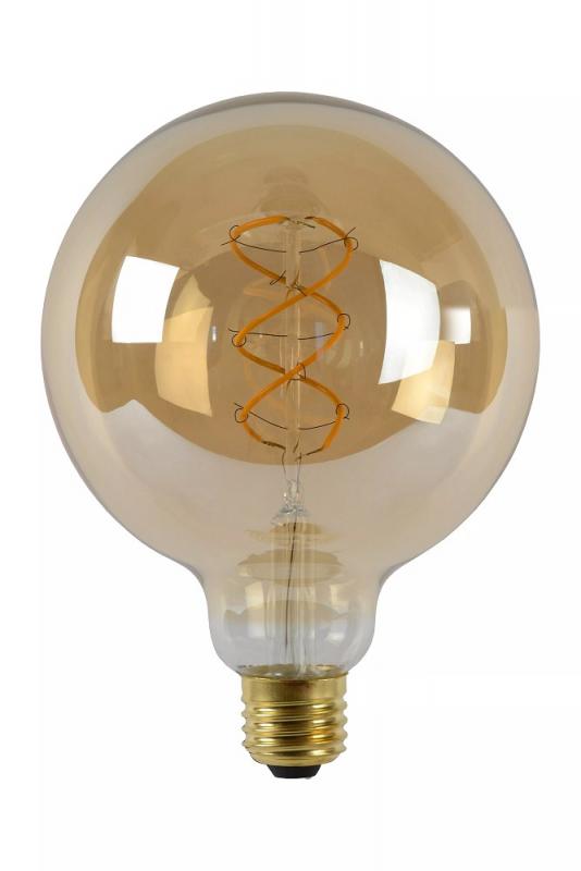 Lucide G125 LED Glühfadenlampe Ø12,5cm E27 4,9W 2200K Amber dimmbar